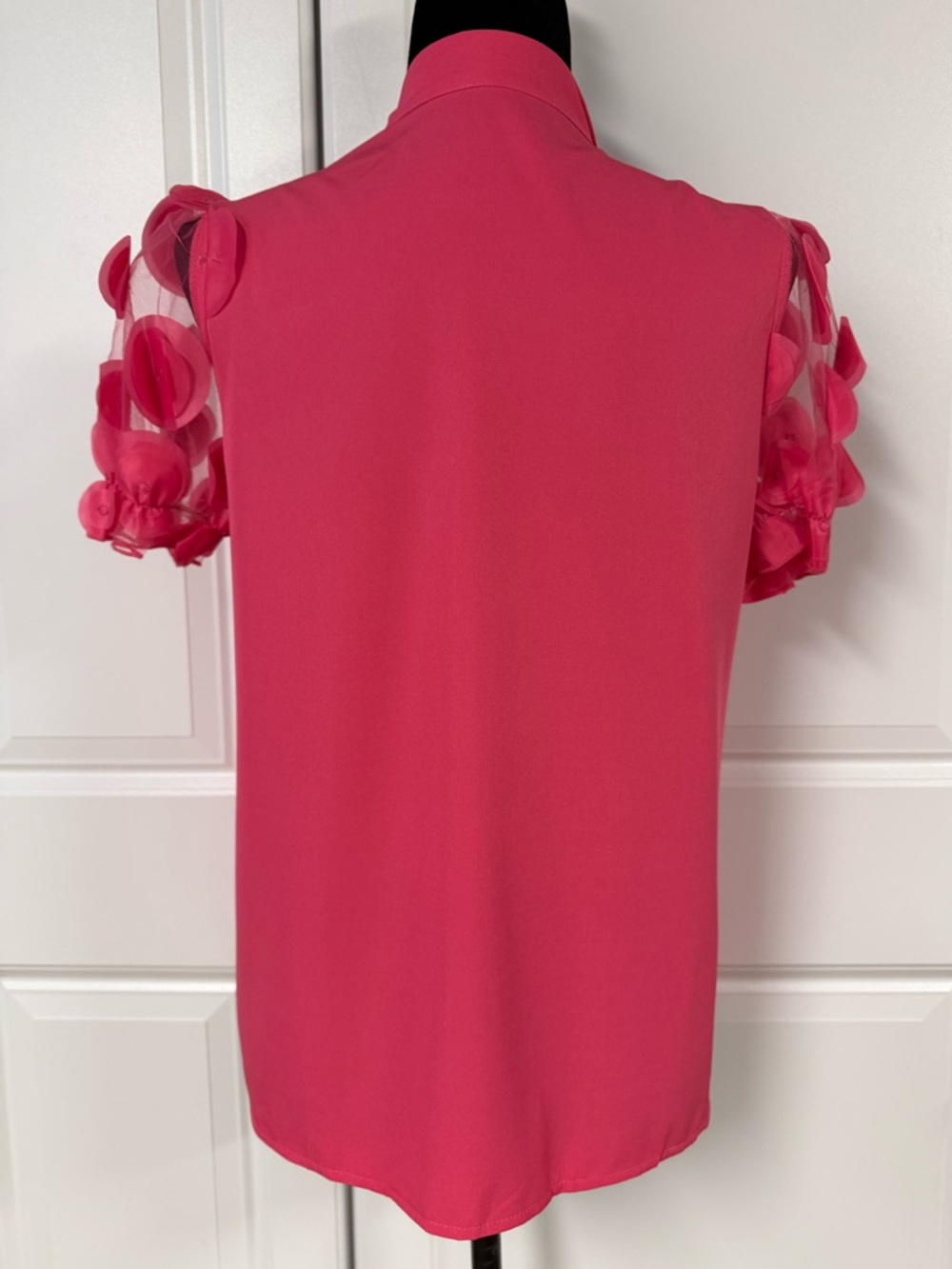 Shein Appliqué Sleeve Tie Front Top - Picture 5 of 7